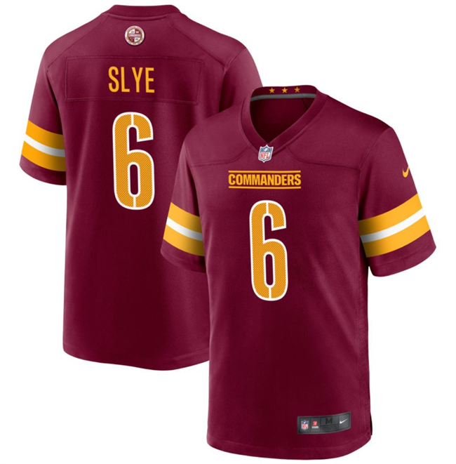 Men's Washington Commanders #6 Joey Slye Burgundy Football Stitched Game Jersey